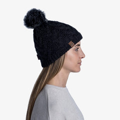 Buff Knitted & Fleece Band Hat Caryn Graphite