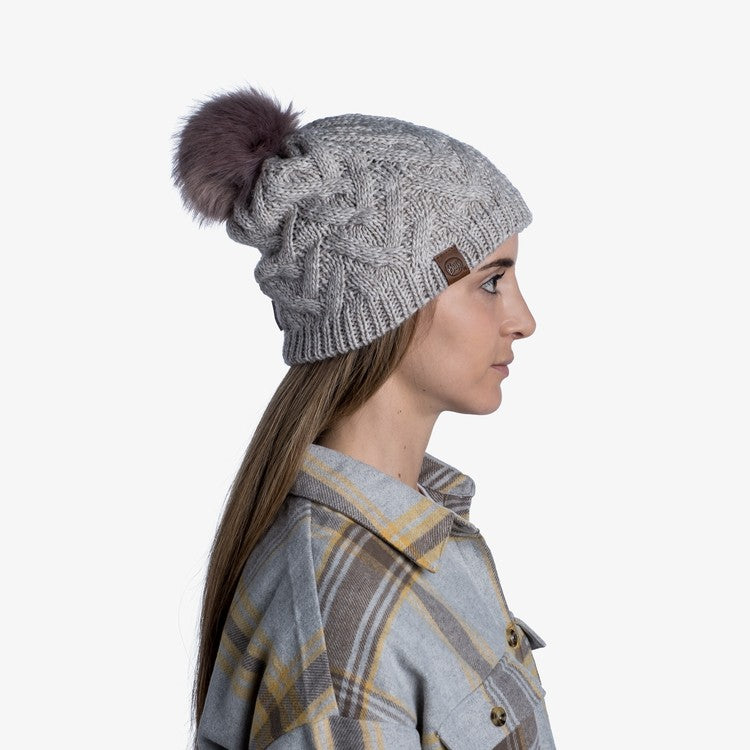 Buff Knitted & Fleece Band Hat Caryn Graphite