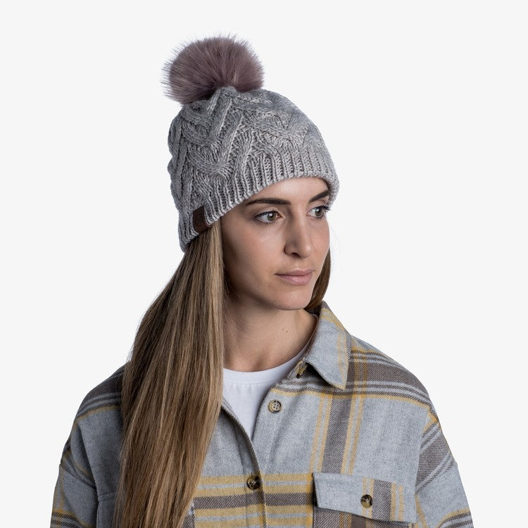 Buff Knitted & Fleece Band Hat Caryn Graphite